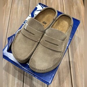 Birkenstock Boston Taupe Suede Wrapped Naples, 38N, 7-7.5 US, Brand New With Box